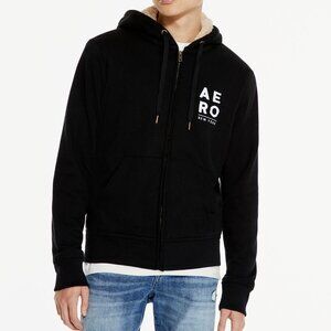 NWT Aeropostale Aero New York Sherpa-Lined Full-Zip Hoodie Black XL